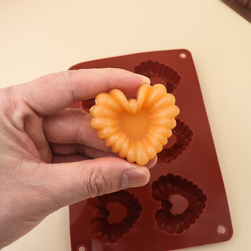 Kitchen Baking Items - Herzförmige Silikon-Schokoladenformen, DIY-Backform, 6-Loch-Eisgitterformen, Mousse, weiche
