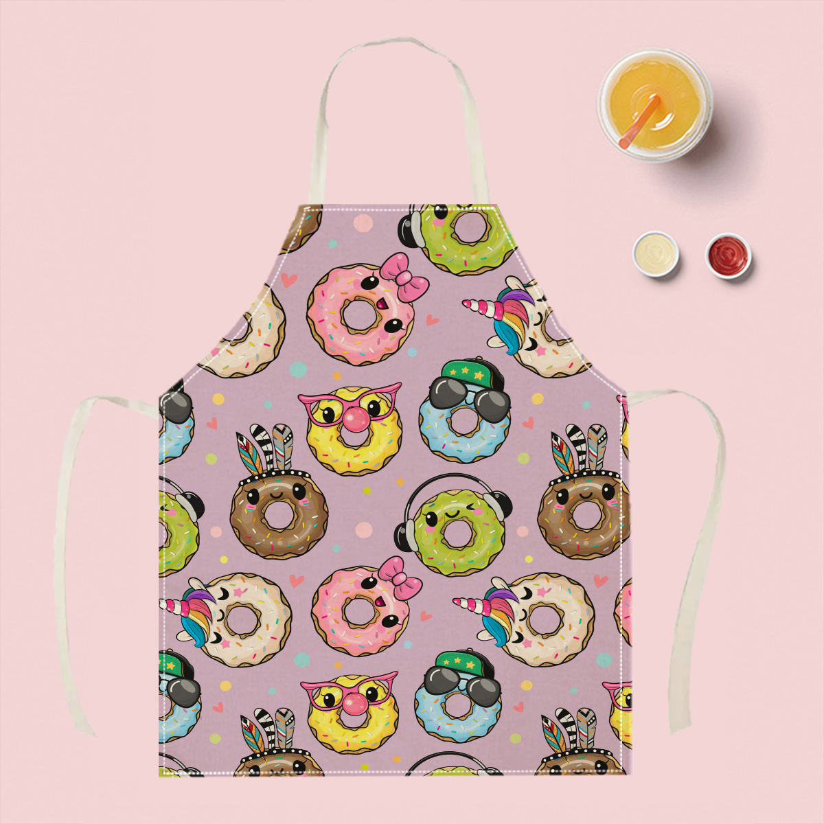 Kitchen Baking Gift Ideas - 1 Stück Niedliche Cartoon-Donut-Schürze Lustige Küchen-Backschürze