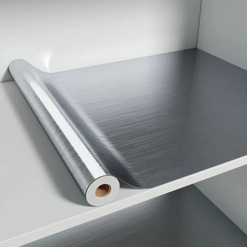 Kitchen Queen - PVC Edelstahl Gebürstete Silber Abziehbare Tapete