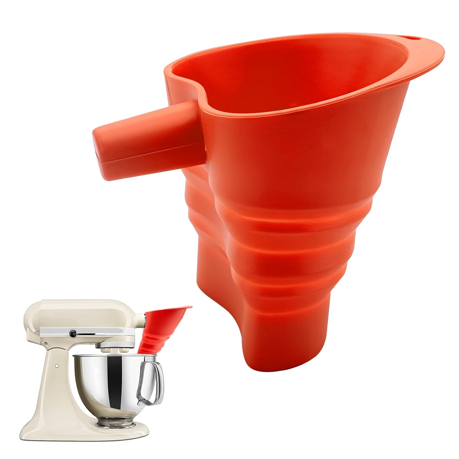 Kitchen Baking Aid - Lebensmittelechter BPA-freier Silikon-Mehl-Trichter Rot für Kitchen