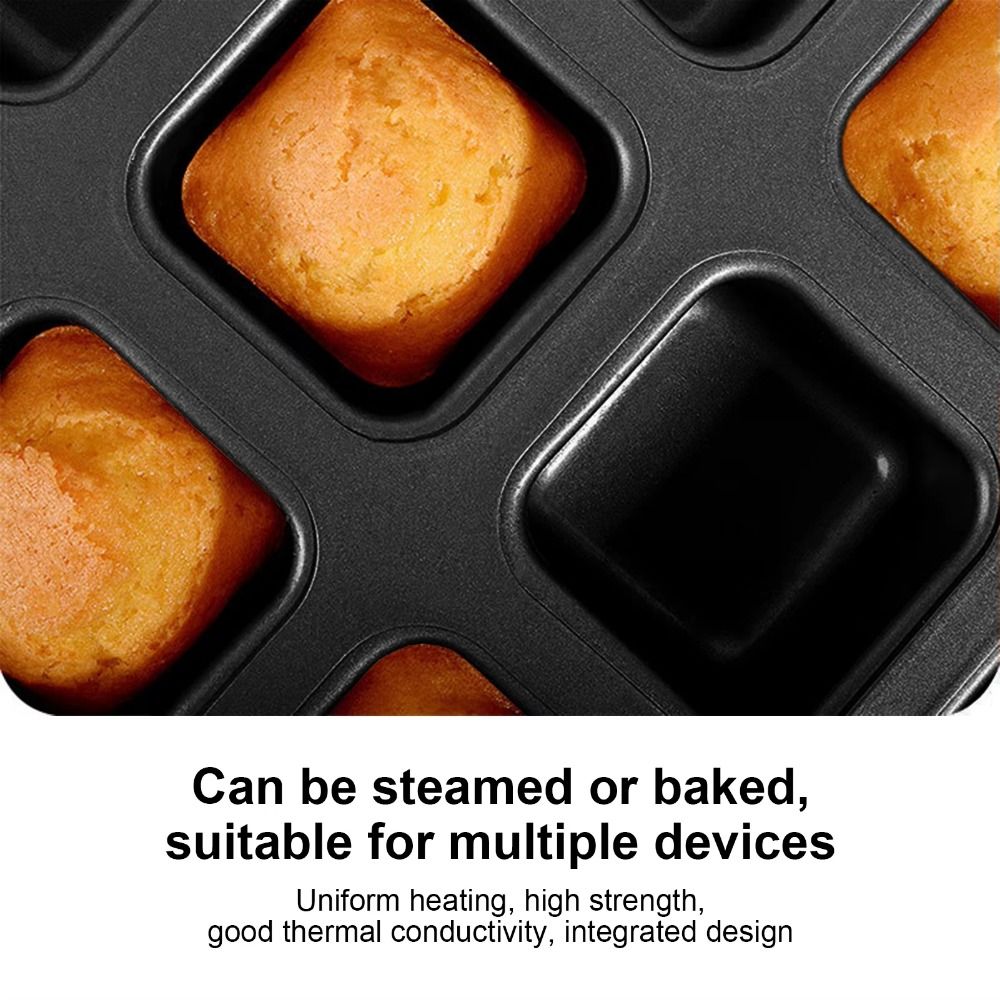 Muffin Tin Nonstick - 12-fach quadratische Muffinform, korrosionsbeständige Trennwände, Muffin-Cupcake-Backform,