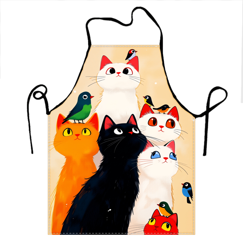 Kitchen Baking Gift Ideas - Schürze mit niedlichen Katzen und Vögeln