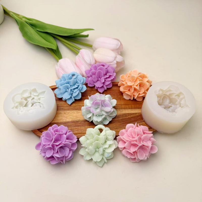 Kitchen Baking Items - ● Hortensien-Blumen-Silikonform DIY Aromatherapie-Kerze Gips-Harz-Tonform Küche
