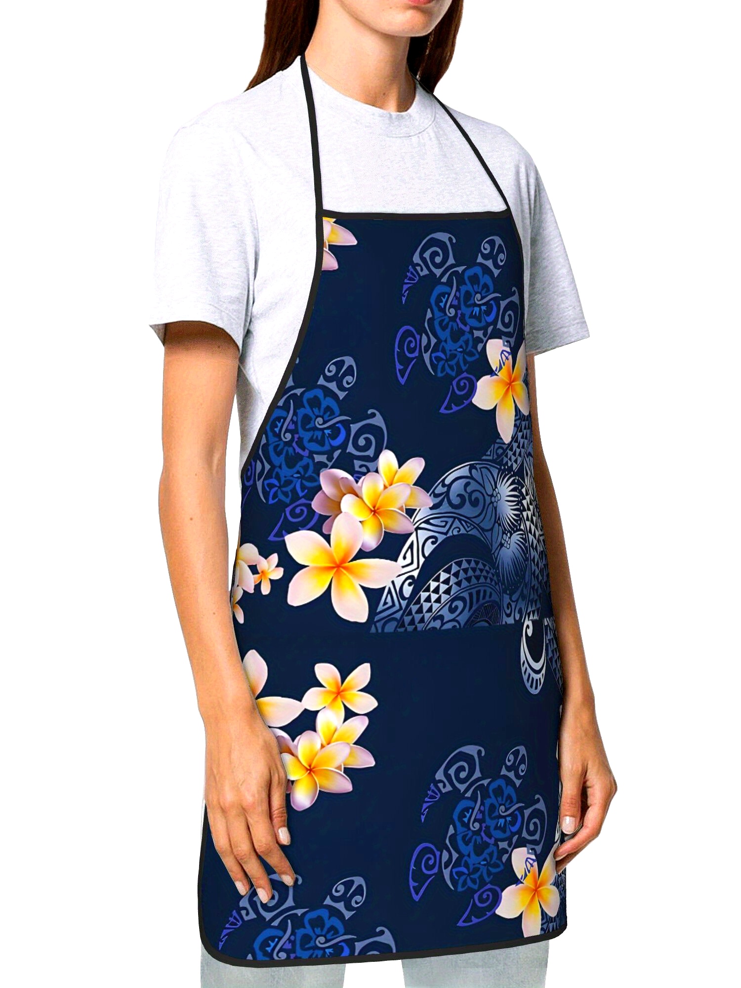 Kitchen Baking Island - Hawaiianische Plumeria-Schürze mit tropischen Blumen, für