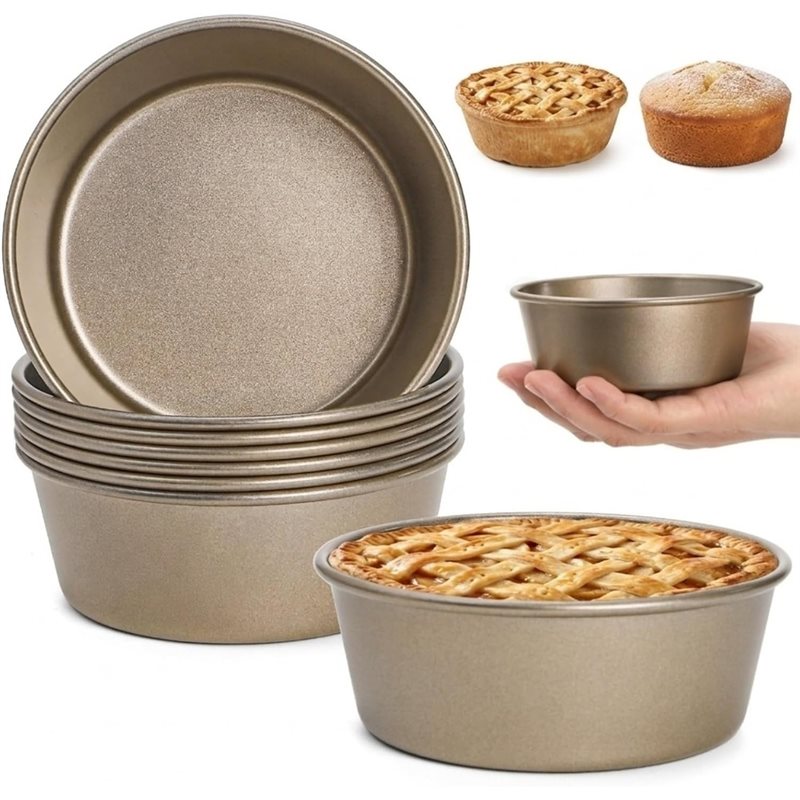Muffin Tin Nonstick - ABLN-Mini-Kuchenformen 8er-Pack, 4-Zoll Wiederverwendbare Antihaft-Kleine Runde