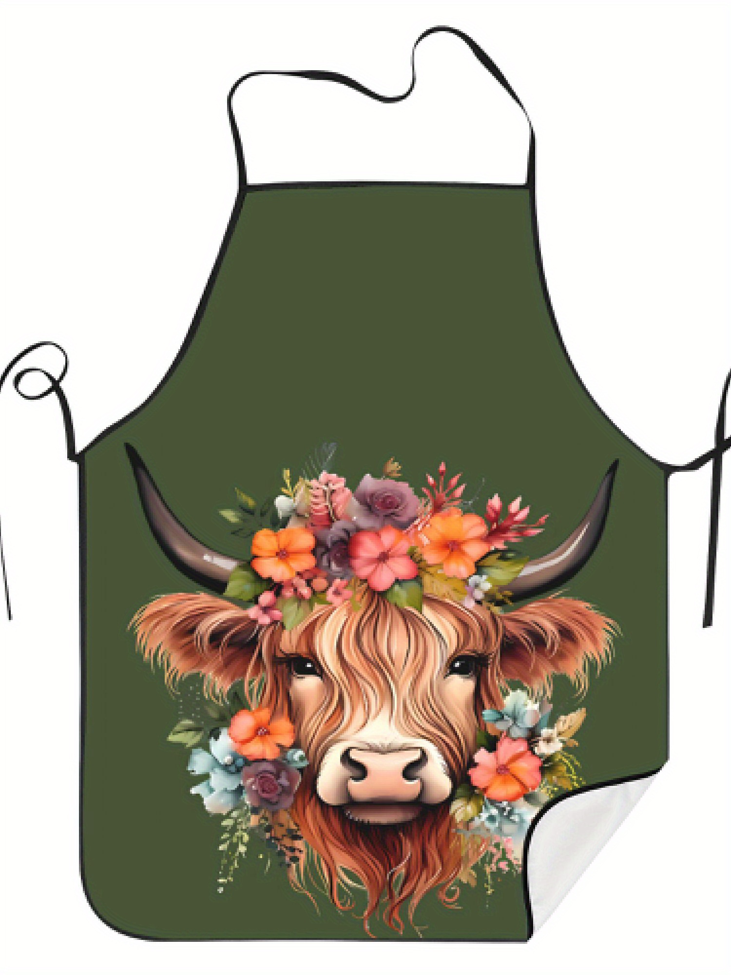 Kitchen Baking Gift Ideas - 1 Stück lustige Schürze mit Highland-Kuh-Blumenmuster