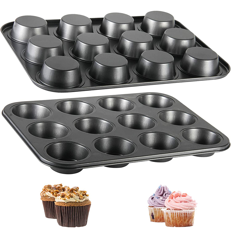 Muffin Tin Nonstick - LMETJMA Muffin-Tablett, Cupcake-Backform, 12 Tassen, antihaftbeschichtete