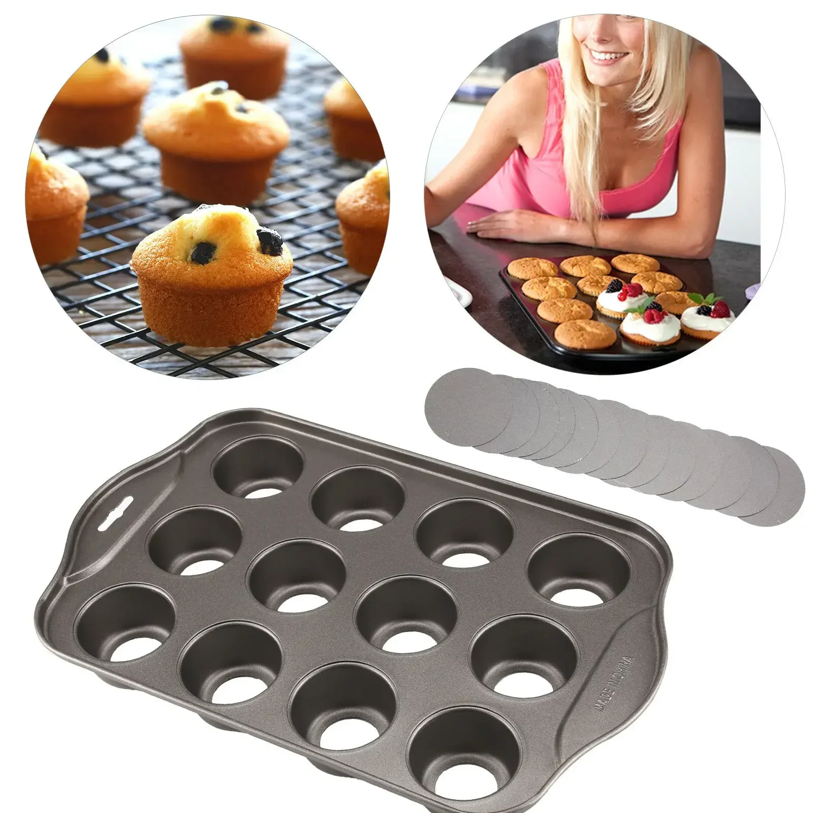 12 Mini Backen Käse Kuchen Tas – Muffin Tin Nonstick Bewertung und Preis
