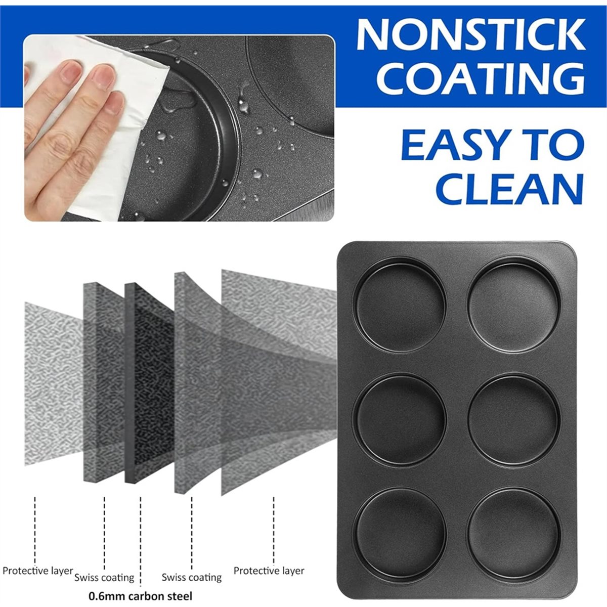 A67T NEU 6-fach Jumbo-Backform – Muffin Tin Nonstick Bewertung und Preis